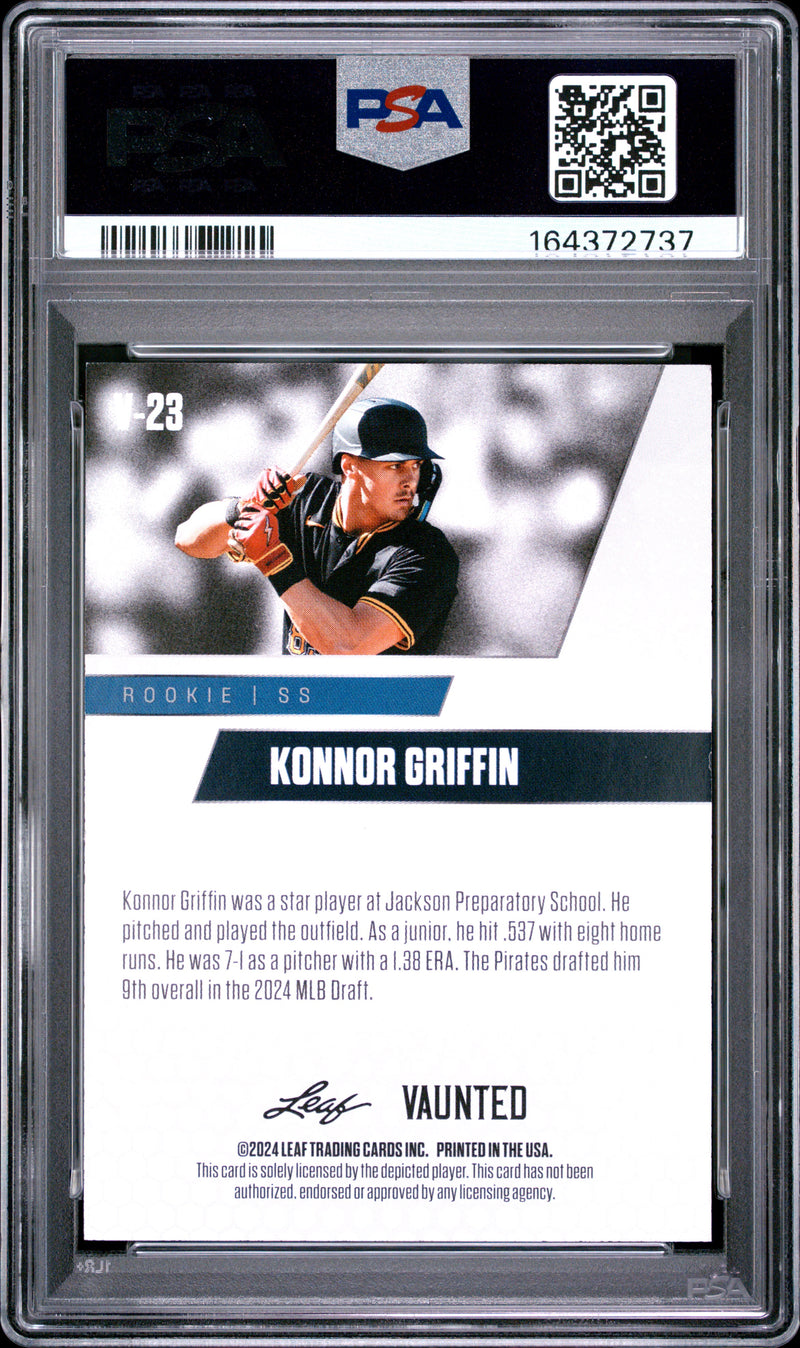 Konnor Griffin Rookie Card 2024 Leaf Vaunted #V-23 Gold SP The #1 of 25, PSA 9, Pittsburgh Baseball