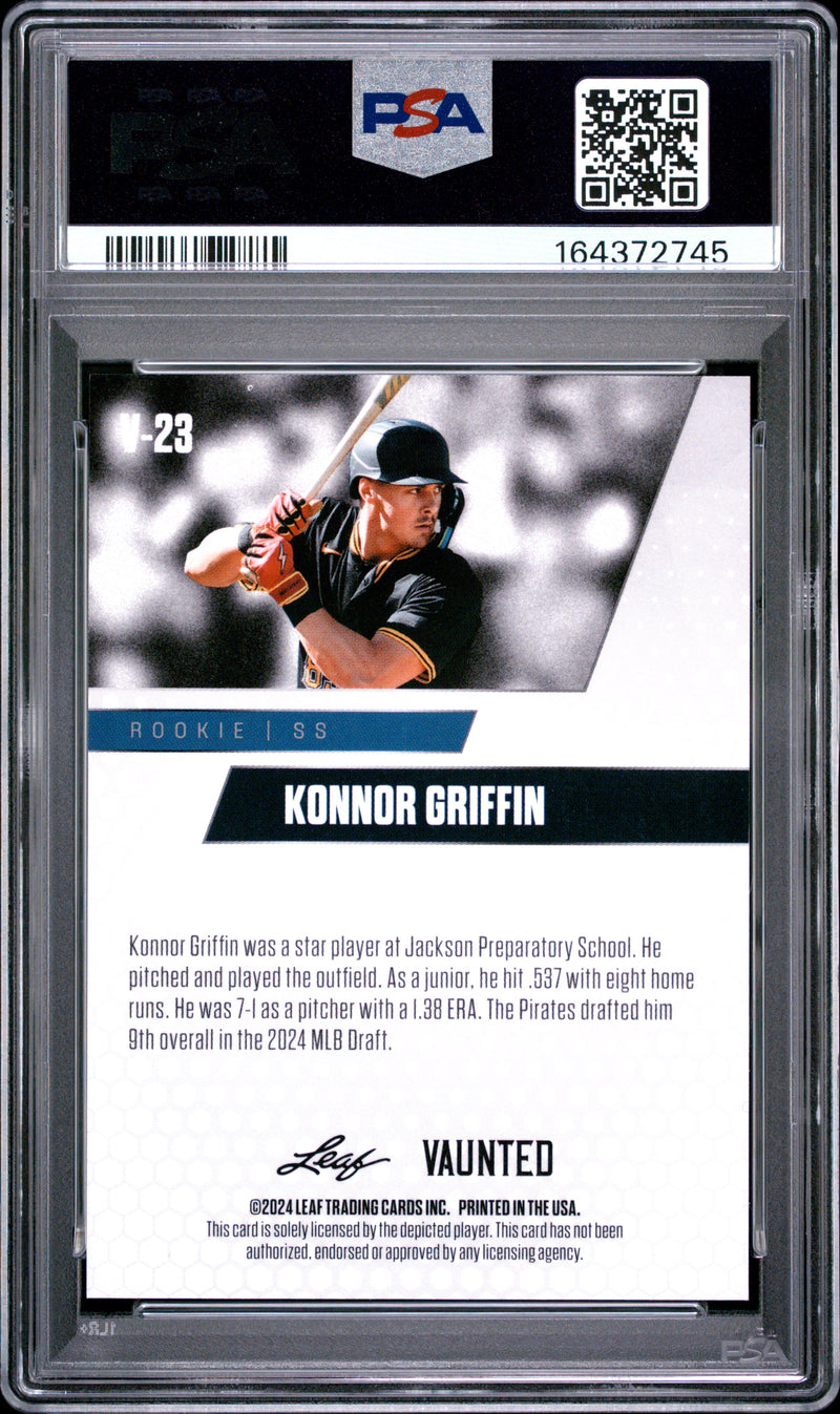 Konnor Griffin Rookie Card 2024 Leaf Vaunted #V-23 Purple Shimmer 1/1, PSA 8, Pittsburgh Baseball