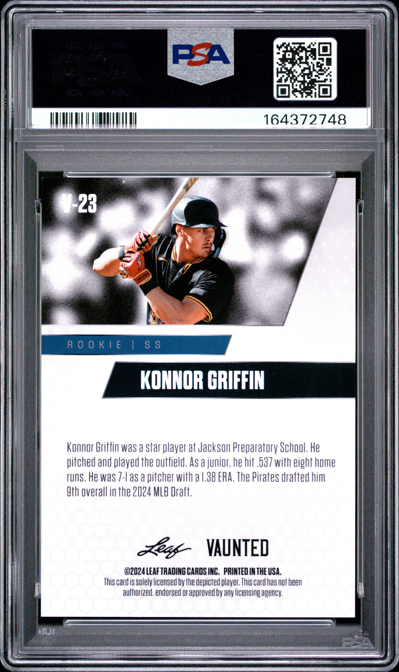 Konnor Griffin Rookie Card 2024 Leaf Vaunted #V-23 Red Shimmer 1/1, PSA 9, Pittsburgh Baseball