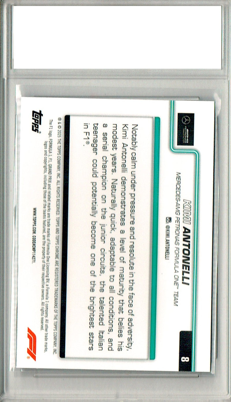 Kimi Antonelli Rookie Card 2025 Topps Chrome #8, PGI 10, Mercedes Racing