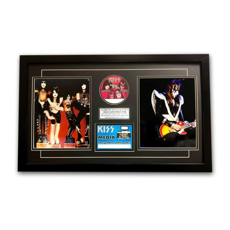 Kiss Framed World Tour Backstage & Media Pass Collage COA 16x26 Photos Gene Simmons Stanley