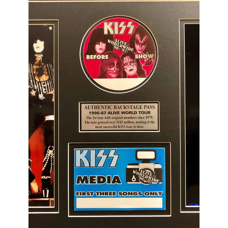 Kiss Framed World Tour Backstage & Media Pass Collage COA 16x26 Photos Gene Simmons Stanley