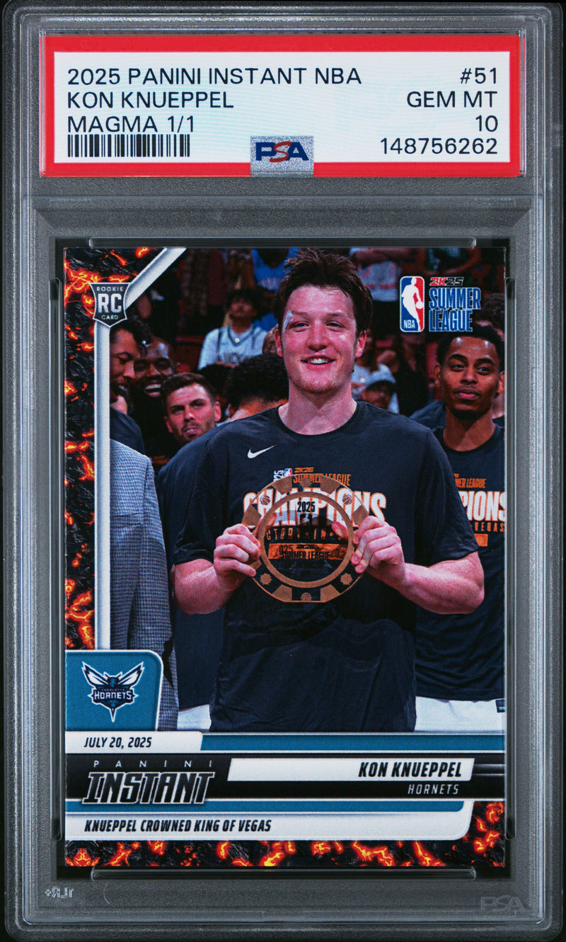 PSA 10 Kon Knueppel 2025 Panini Instant #51 Magma 1 of 1 Rookie Card Charlotte Hornets