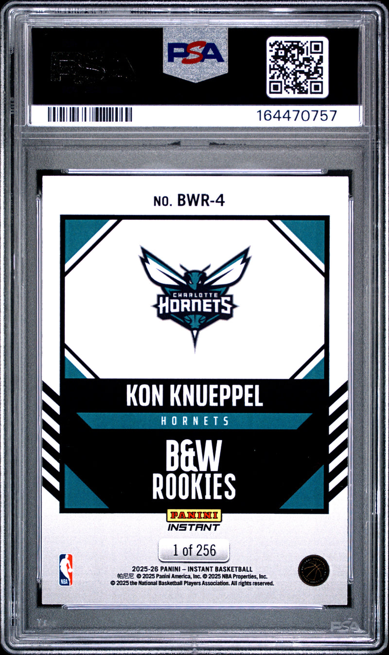 Kon Knueppel Rookie Card 2025 Panini Instant #BWR-4 Black & White, PSA 9, Charlotte Hornets Basketball