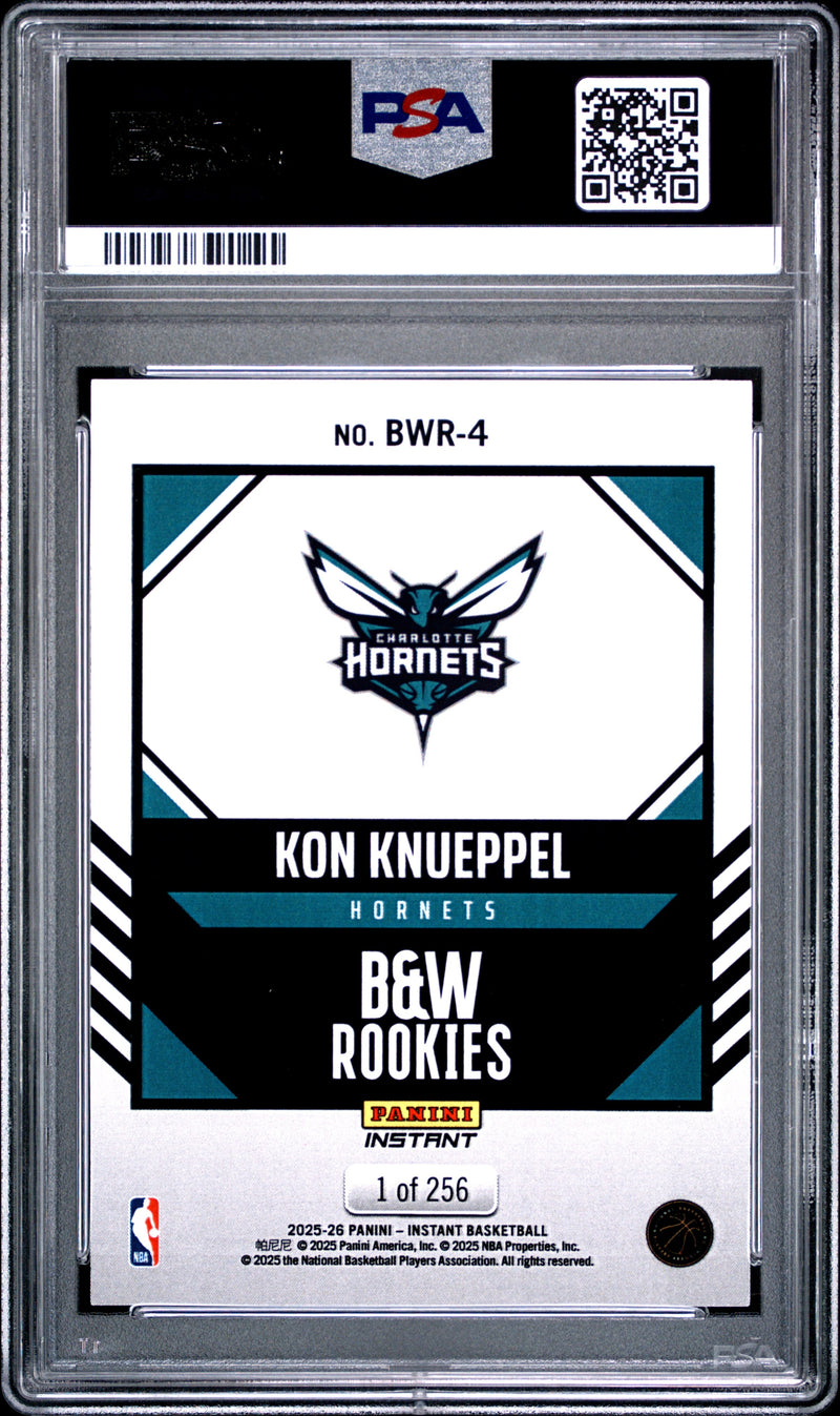 Kon Knueppel Rookie Card 2025 Panini Instant #BWR-4 Black & White, PSA 10, Charlotte Hornets Basketball
