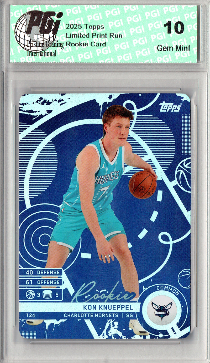 Kon Knueppel Rookie Card 2025 Topps Match Attax #0 Blue Variation, PGI 10, Charlotte Hornets Basketball