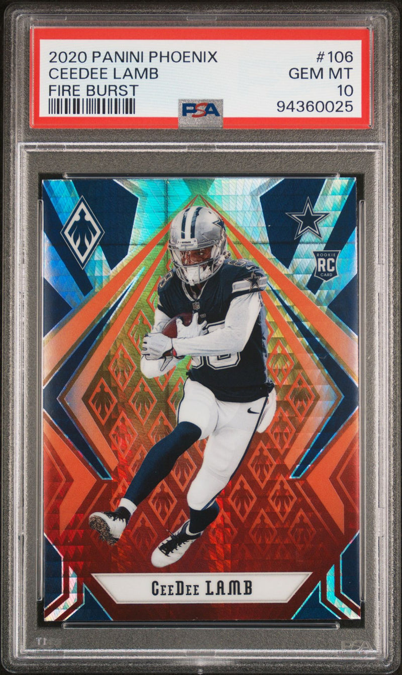 PSA 10 CeeDee Lamb 2020 Panini #106  Phoenix Fire Burst Rookie Card Dallas Cowboys