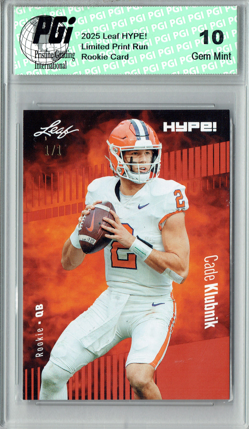 Cade Klubnik Rookie Card Clemson / New York PGI 10 Football Trading Card 2025 Leaf HYPE! #181 Masterpiece 1 of 1