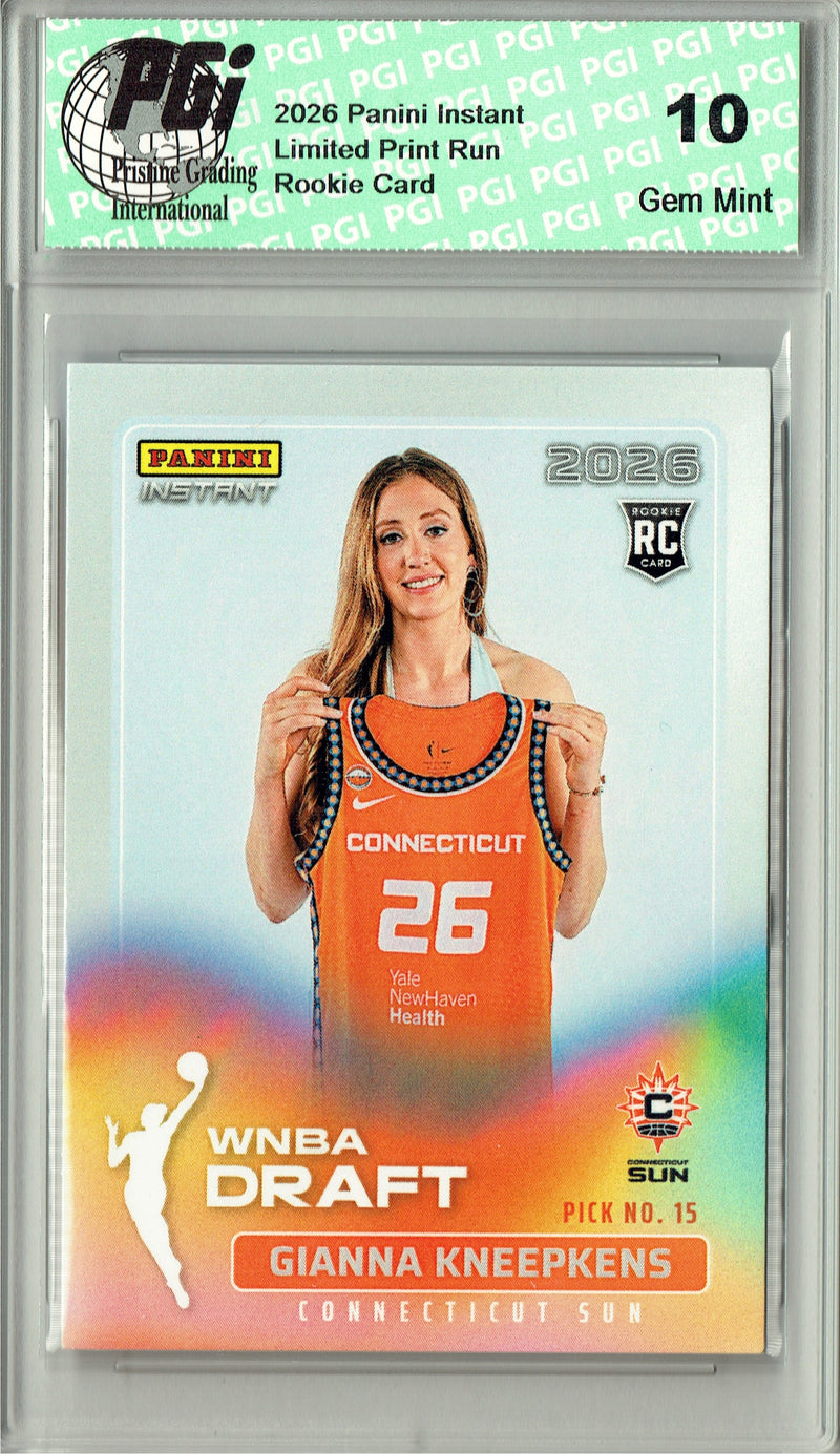 Gianna Kneepkens Rookie Card Connecticut Sun 2026 WNBA Draft Night #DN-12 1 of 1691 PGI 10 Gem Mint Trading Card