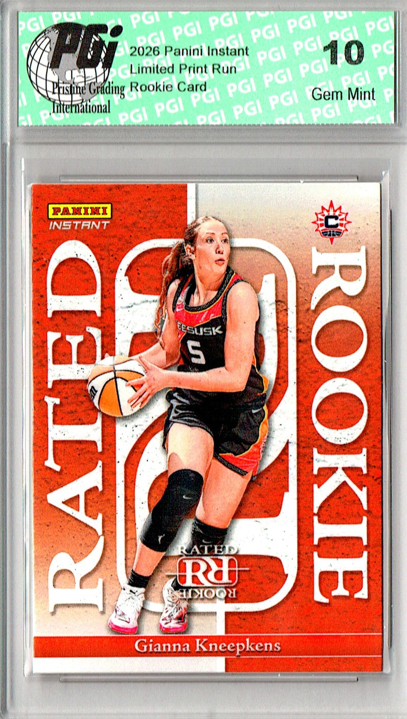 Gianna Kneepkens Rookie Card 2026 Panini Instant #RRR-15 Rated Rookie, PGI 10, Connecticut Sun Basketball