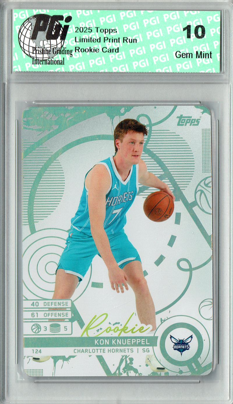 Kon Knueppel Rookie Card 2025 Topps Match Attax #0 White Variation, PGI 10, Charlotte Hornets Basketball
