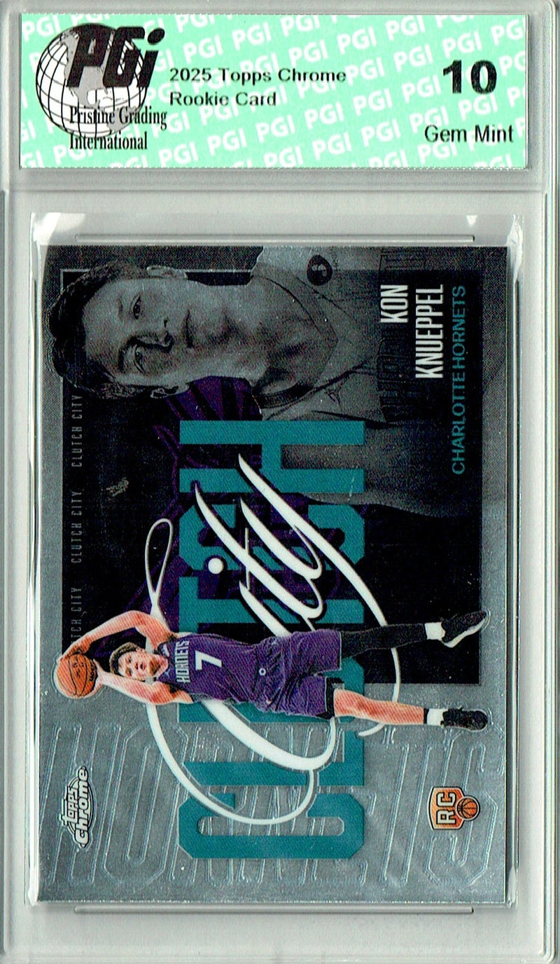Kon Knueppel 2025 Topps Chrome #YQ-4 Clutch City Rookie Card PGI 10