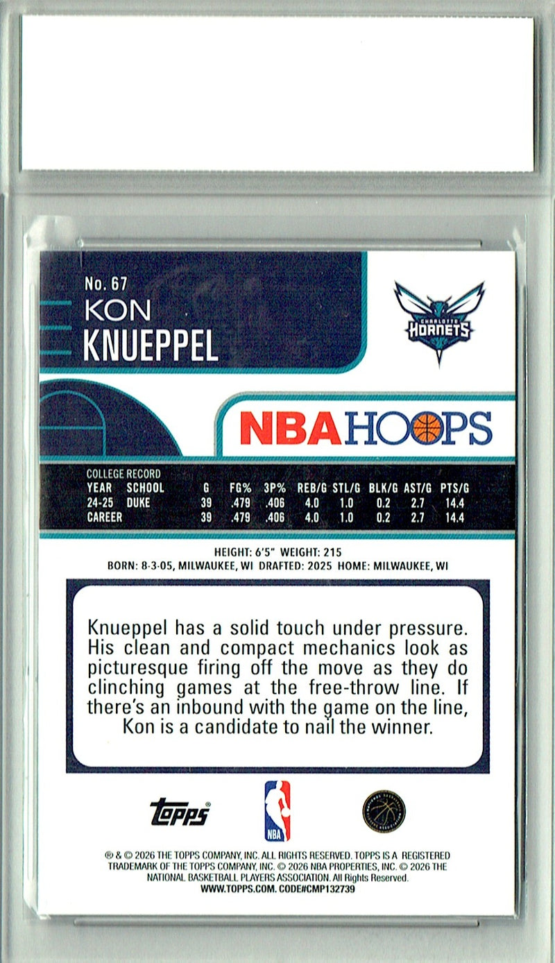 Kon Knueppel 2025 NBA Hoops #67 Rainbow Foil Rookie Card PGI 10