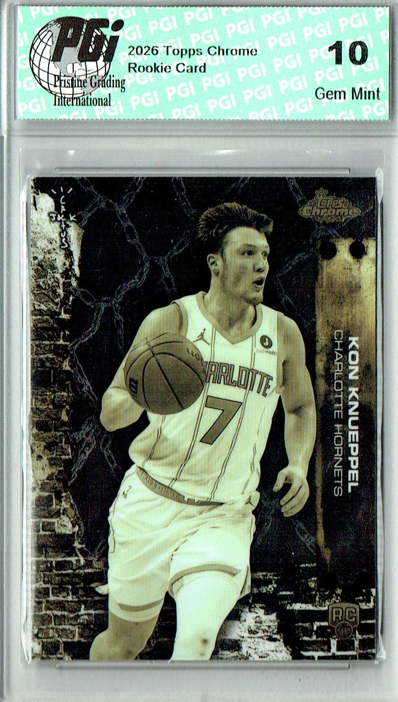 Kon Knueppel Rookie Card 2025 Topps Chrome #64 Cactus Jack, PGI 10, Charlotte Hornets Basketball