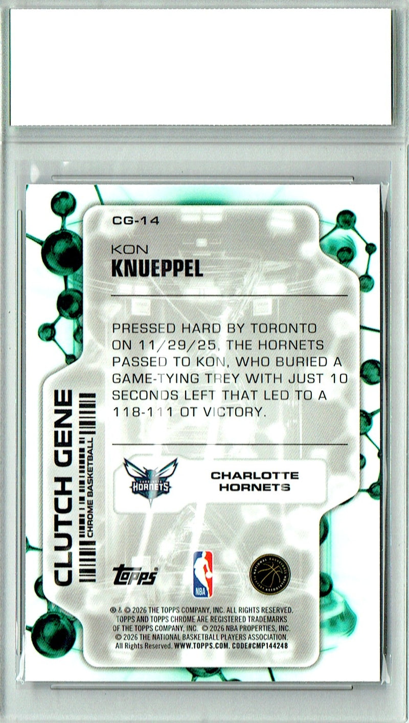 Certified Mint+ Kon Knueppel 2025 Topps Chrome #TG-14 Clutch Gene Rookie Card Charlotte Hornets