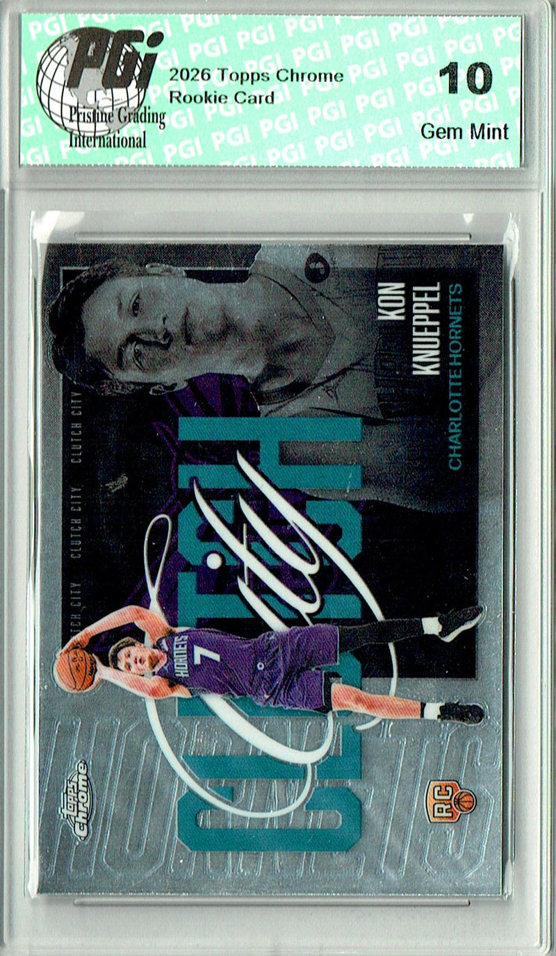 Kon Knueppel 2025 Topps Chrome #YQ-4 Clutch City Rookie Card PGI 10