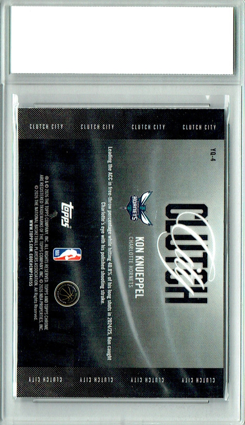Kon Knueppel 2025 Topps Chrome #YQ-4 Clutch City Rookie Card PGI 10