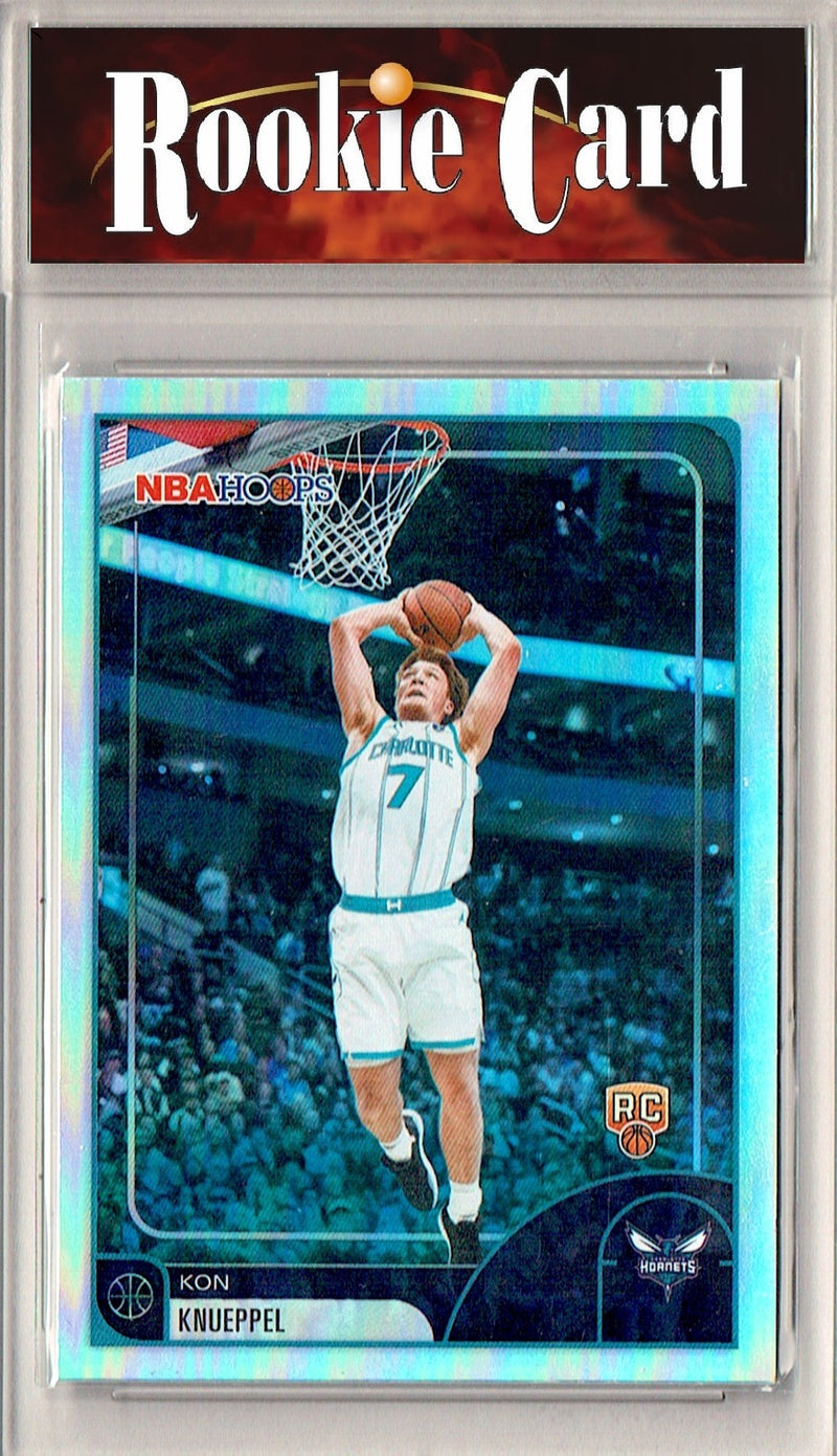 Certified Mint+ Kon Knueppel 2025 NBA Hoops #67 Rainbow Foil Rookie Card Charlotte Hornets