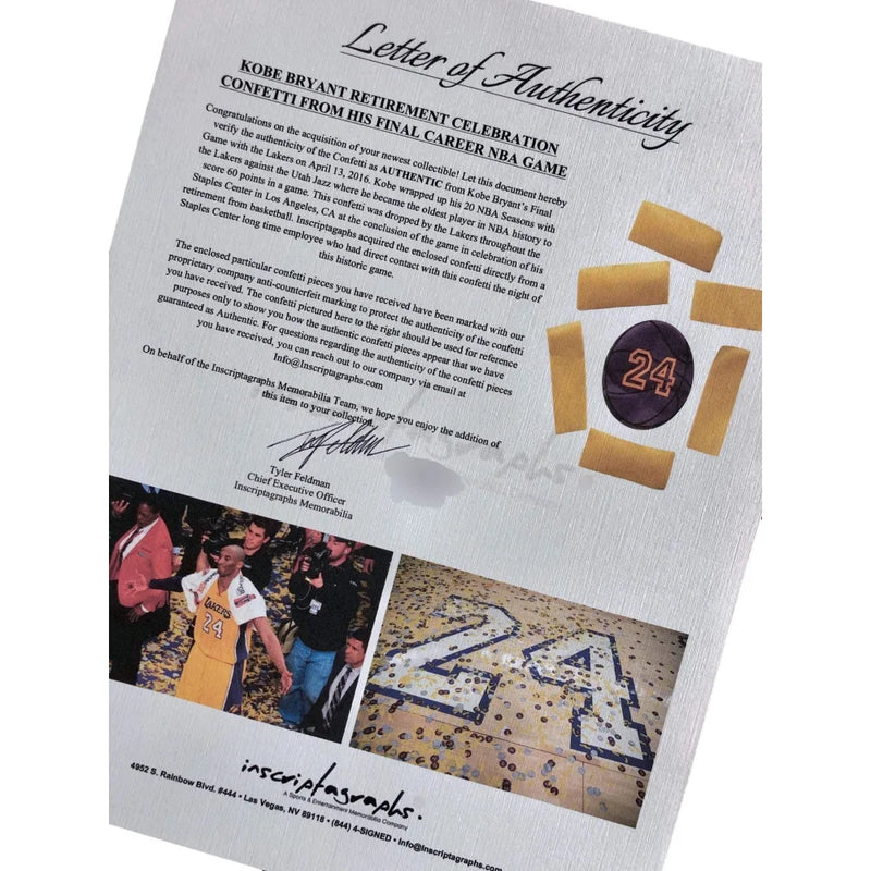 Kobe Bryant Final Game with Lakers Game Used "24" Confetti Collage #D/24 Retirement
