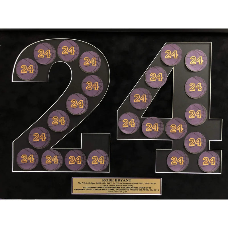 Kobe Bryant Final Game with Lakers Game Used "24" Confetti Collage #D/24 Retirement
