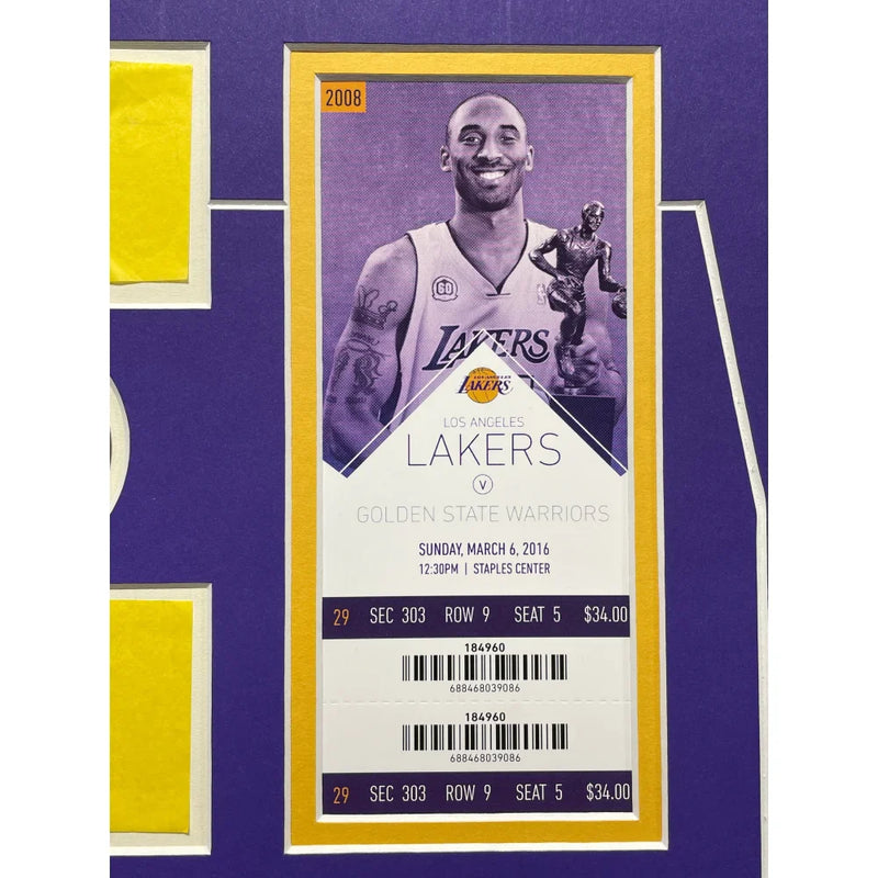Kobe Bryant Final Lakers Game Used Authentic Confetti & Final Season Ticket Collage Framed #D/248