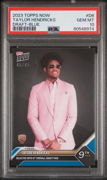 PSA 10 GEM-MT Taylor Hendricks 2023 Topps Now #D6 Blue SP Only 49 Made Rookie Card