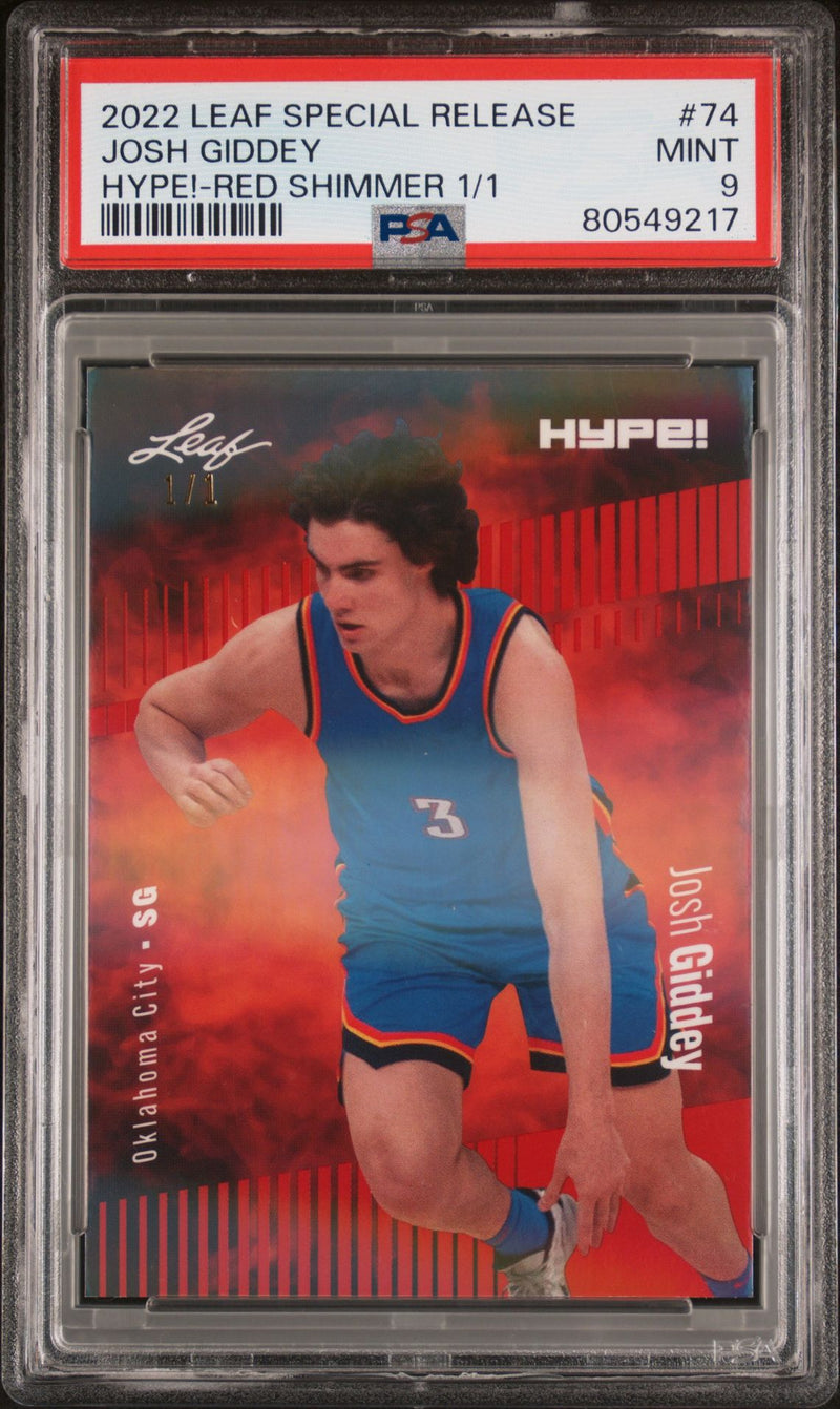 Josh Giddey PSA 9 2022 Leaf Hype! #74 Orange Shimmer 1/1 Rookie Card Oklahoma City Thunder