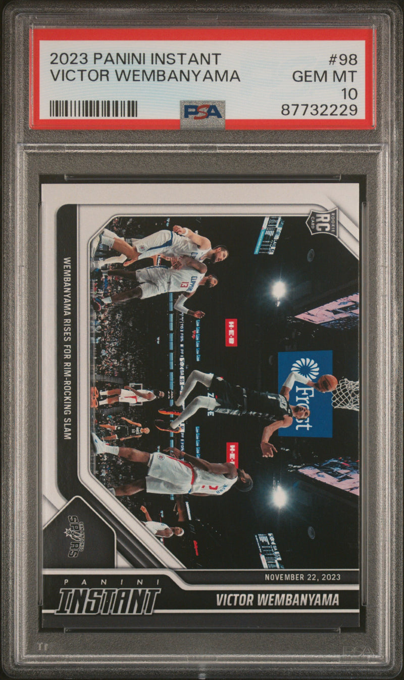 PSA 10 Victor Wembanyama 2023 Panini Instant #98 Rim Rocking Slam Rookie Card San Antonio Spurs