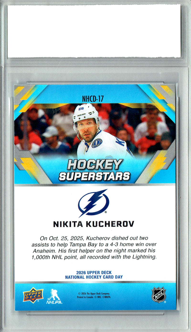 Nikita Kucherov Trading Card 2026 Upper Deck #NHCD-17 National Hockey Card Day, Certified Mint+ Condition, Tampa Bay Lightning Hockey