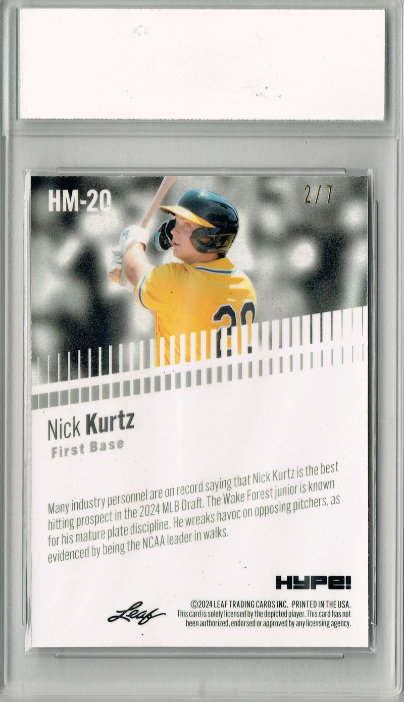 Nick Kurtz Rookie Card Oakland Pro Baseball Trading Card 2024 Leaf HYPE! Metal #HM-20 Black Only 7 Made PGI 10