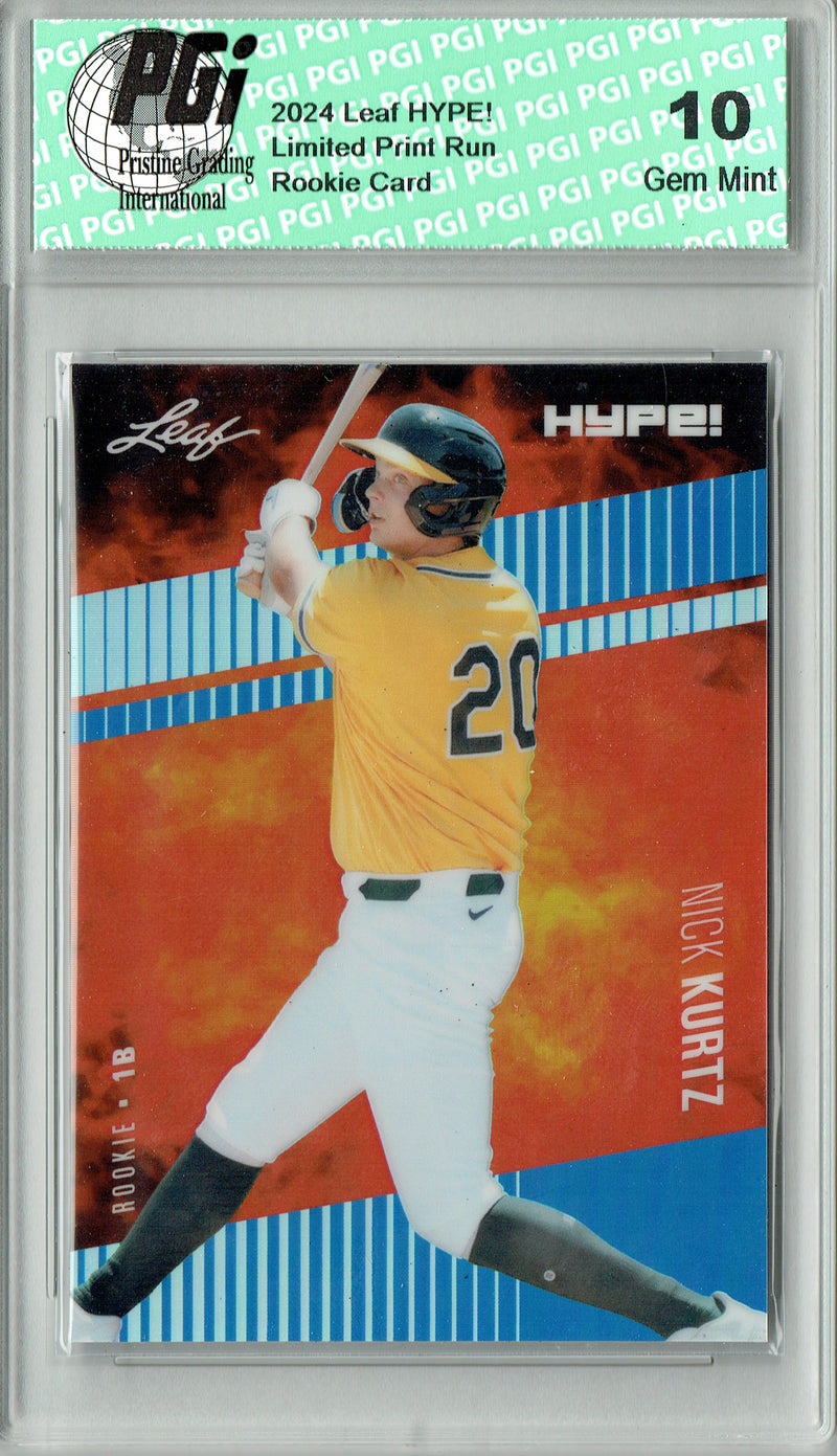 Nick Kurtz Rookie Card Oakland Pro Baseball Trading Card 2024 Leaf HYPE! Metal #HM-20 Blue Only 20 Made PGI 10