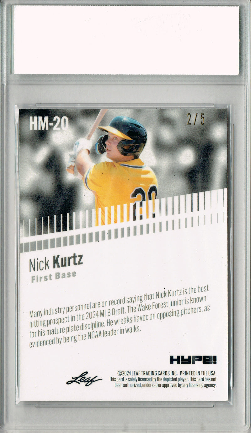 Nick Kurtz Rookie Card Oakland Pro Baseball Trading Card 2024 Leaf HYPE! Metal #HM-20 Green Only 5 Made PGI 10