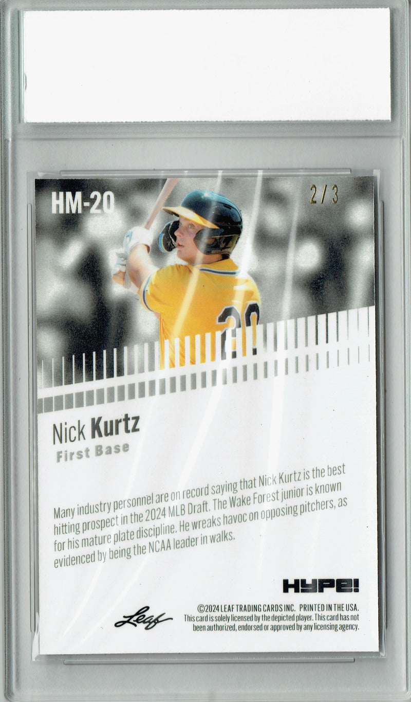 Nick Kurtz Rookie Card Oakland Pro Baseball Trading Card 2024 Leaf HYPE! Metal #HM-20 Orange Only 3 Made PGI 10