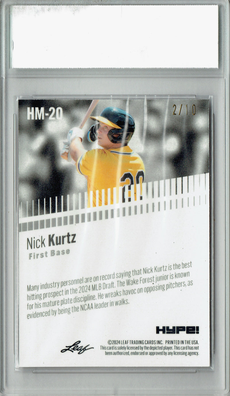 Nick Kurtz Rookie Card Oakland Pro Baseball Trading Card 2024 Leaf HYPE! Metal #HM-20 Pink Only 10 Made PGI 10