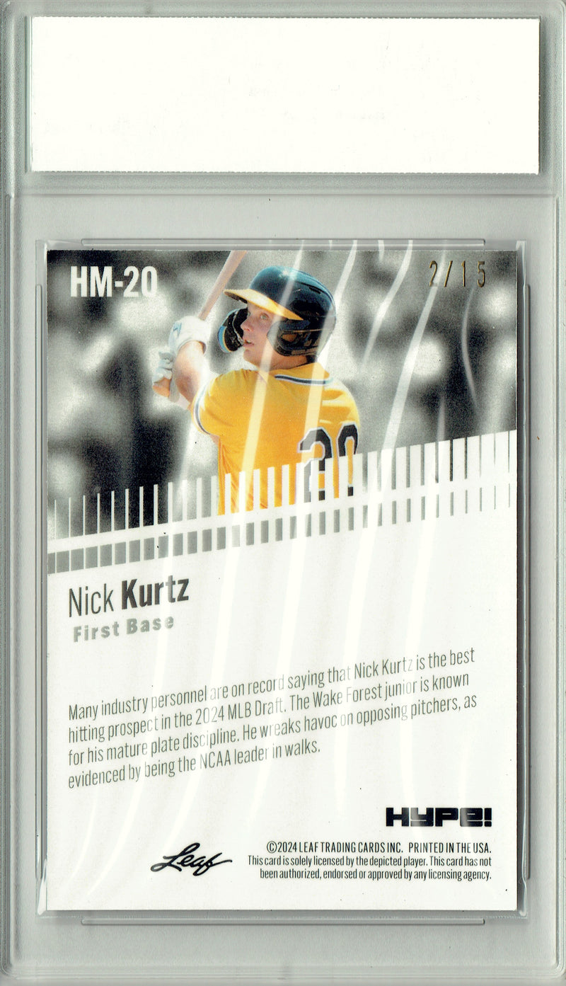 Nick Kurtz 2024 Leaf HYPE! Metal #HM-20 Purple Only 15 Made Rookie Card PGI 10