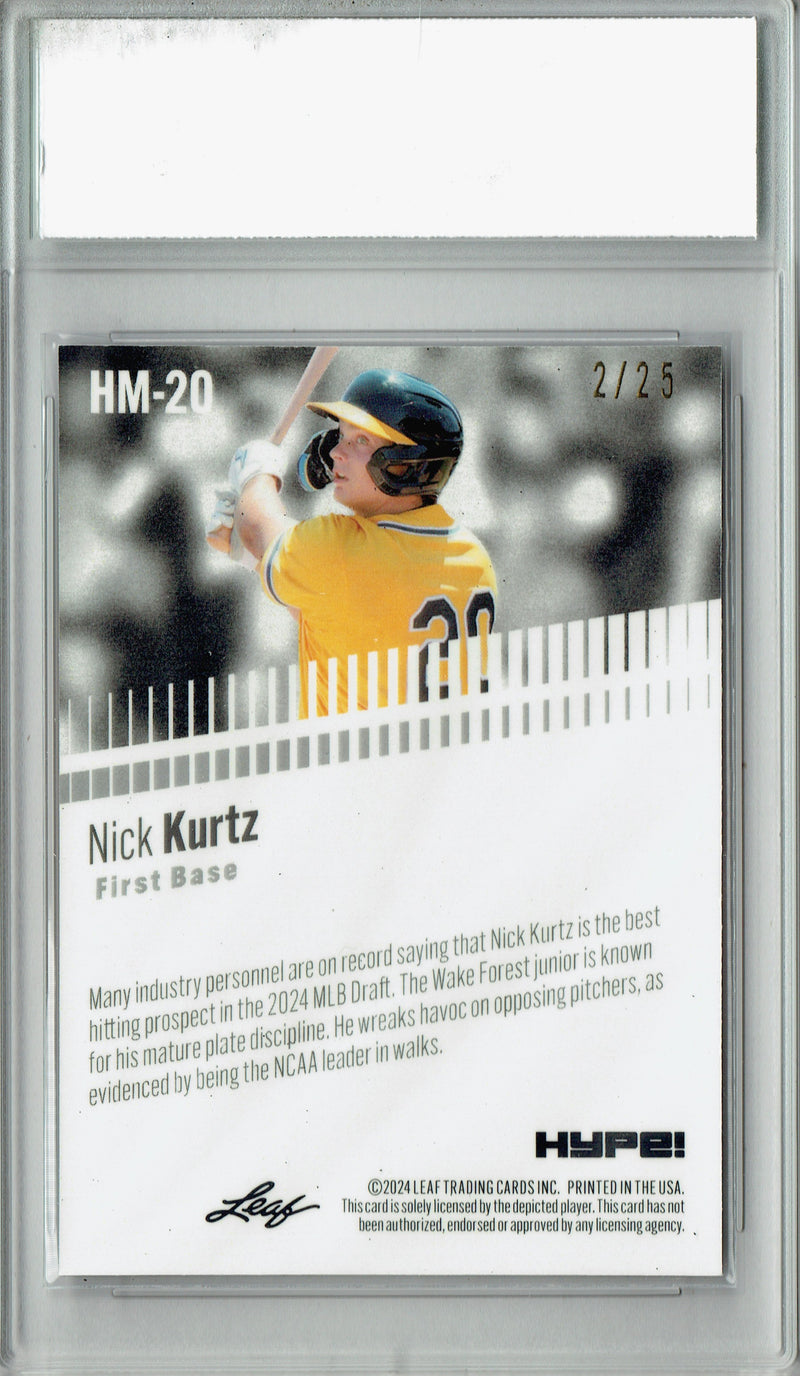 Nick Kurtz Rookie Card Oakland Pro Baseball Trading Card 2024 Leaf HYPE! Metal #HM-20 Silver Only 25 Made PGI 10