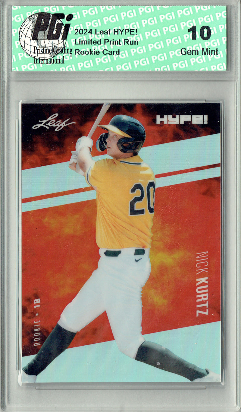 Nick Kurtz Rookie Card Oakland Pro Baseball Trading Card 2024 Leaf HYPE! Metal #HM-20 Silver Only 25 Made PGI 10