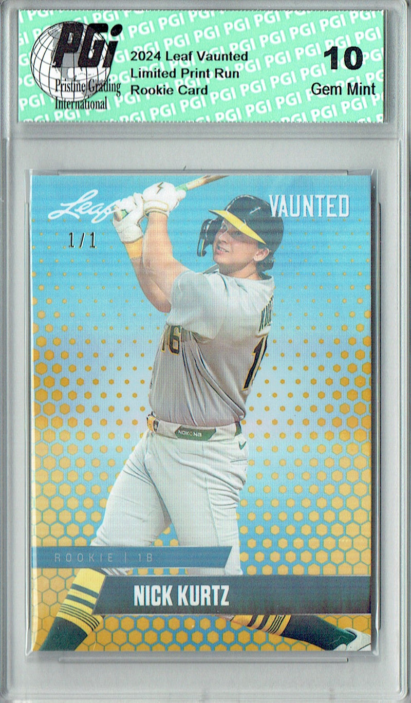 Nick Kurtz Rookie Card 2024 Leaf Vaunted #V-24 1/1 Gold Shimmer, PGI 10, Oakland Athletics Baseball