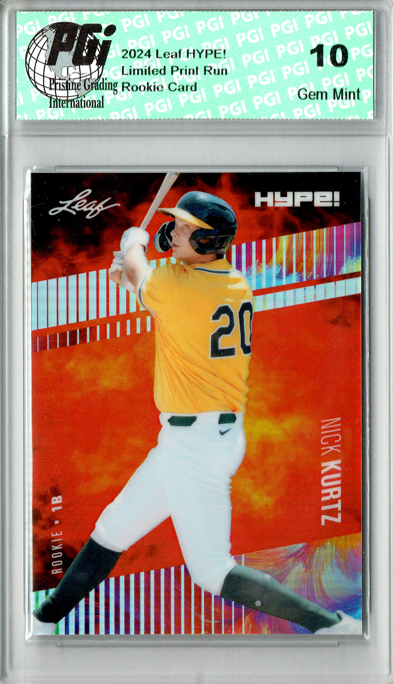 Nick Kurtz Rookie Card 2024 Leaf HYPE! #HM-20 1/1 Burst, PGI 10, Oakland Athletics Baseball