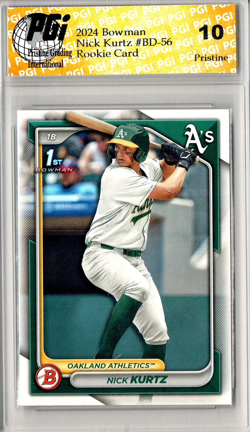 Nick Kurtz Rookie Card 2024 Bowman Draft #BD-56 PRISTINE, PGI 10, Oakland Athletics Baseball
