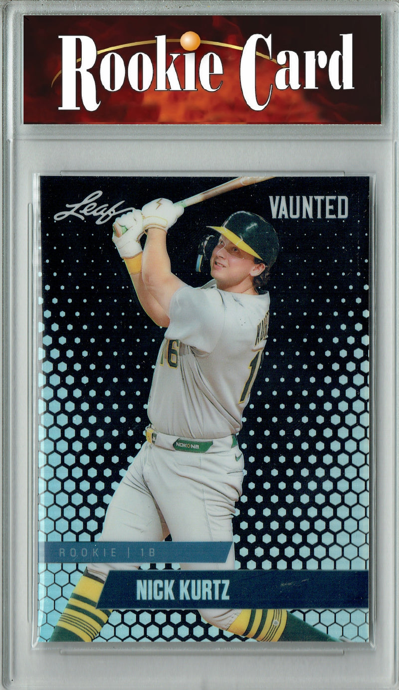 Certified Mint+ Nick Kurtz 2024 Leaf Vaunted Metal #VM-23 Black 7 Made Rookie Card Oakland Athletics