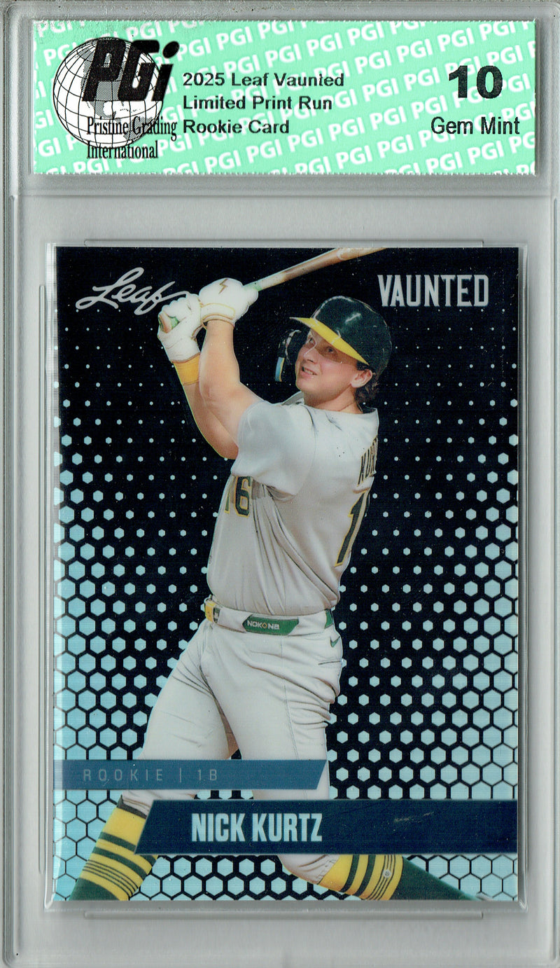 Nick Kurtz 2024 Leaf Vaunted Metal #VM-23 Black 7 Made Rookie Card PGI 10