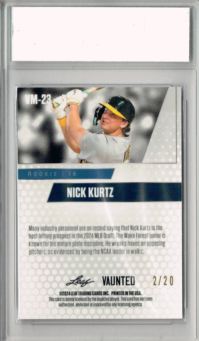 Nick Kurtz 2024 Leaf Vaunted Metal #VM-23 Silver 25 Made Rookie Card PGI 10