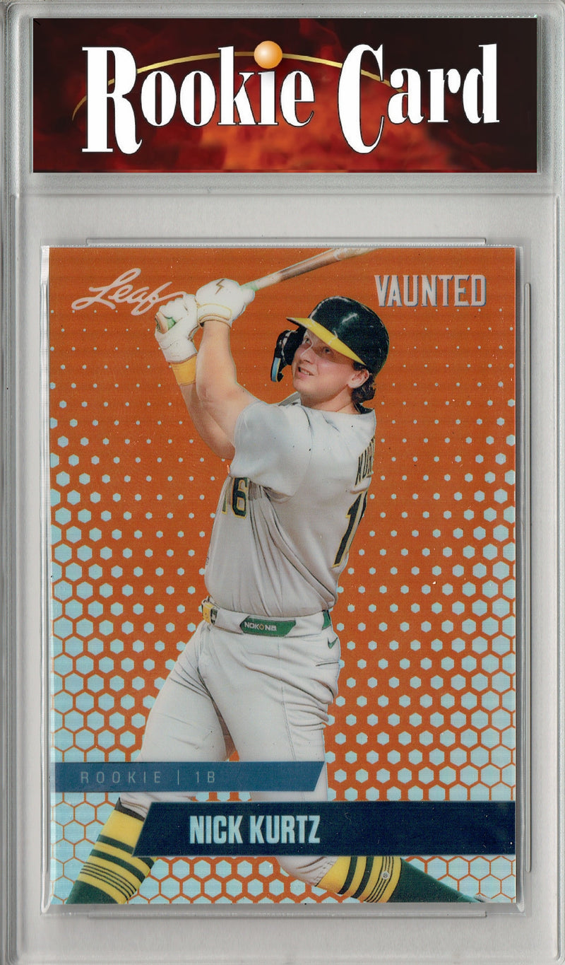 Certified Mint+ Nick Kurtz 2024 Leaf Vaunted Metal #VM-23 Orange 3 Made Rookie Card Oakland Athletics
