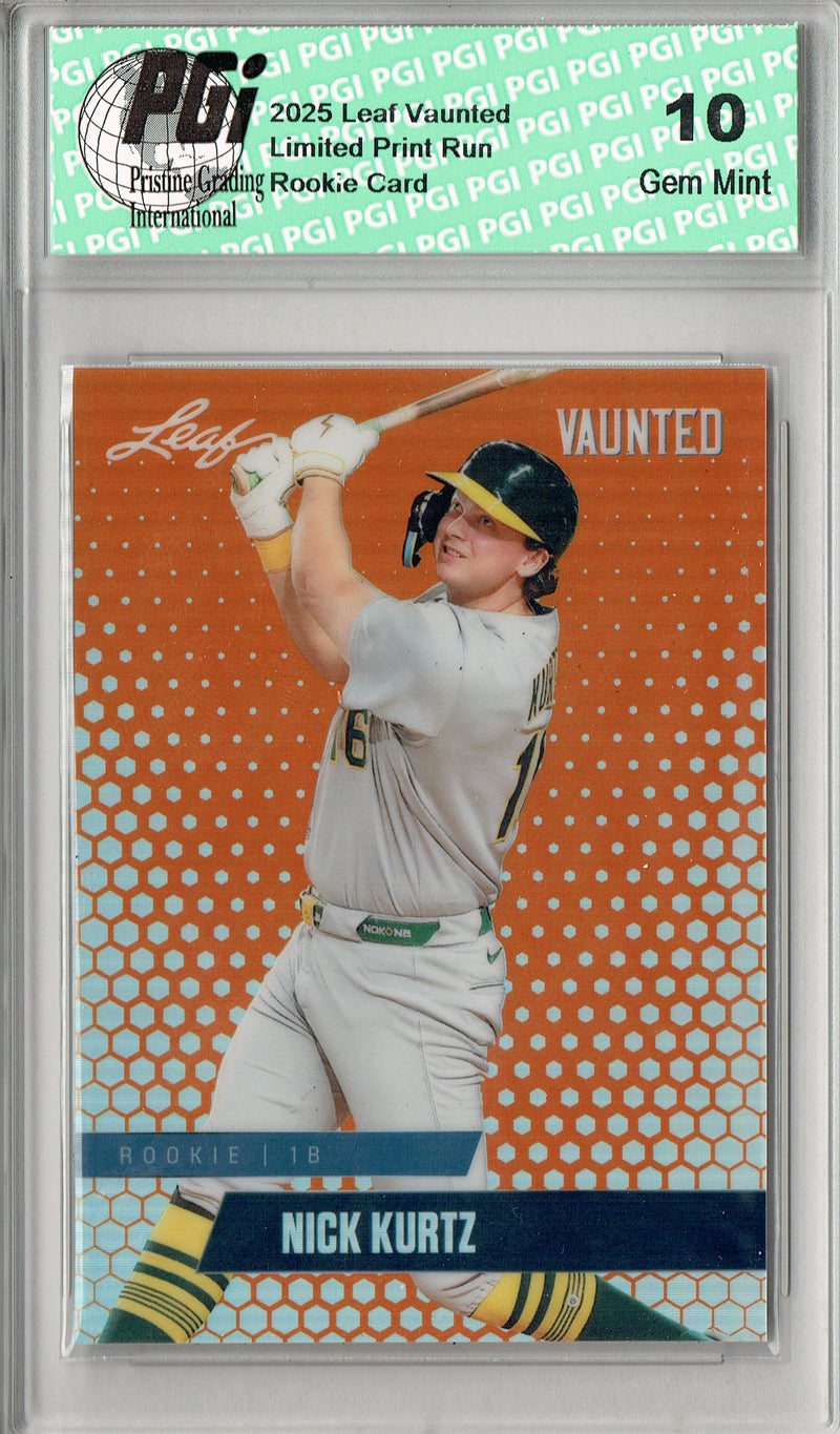 Nick Kurtz 2024 Leaf Vaunted Metal #VM-23 Orange 3 Made Rookie Card PGI 10