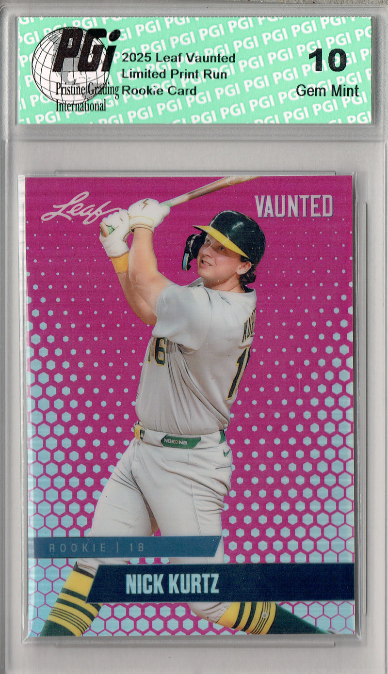 Nick Kurtz 2024 Leaf Vaunted Metal #VM-23 Pink 10 Made Rookie Card PGI 10