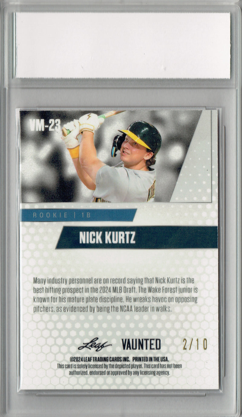 Certified Mint+ Nick Kurtz 2024 Leaf Vaunted Metal #VM-23 Pink 10 Made Rookie Card Oakland Athletics