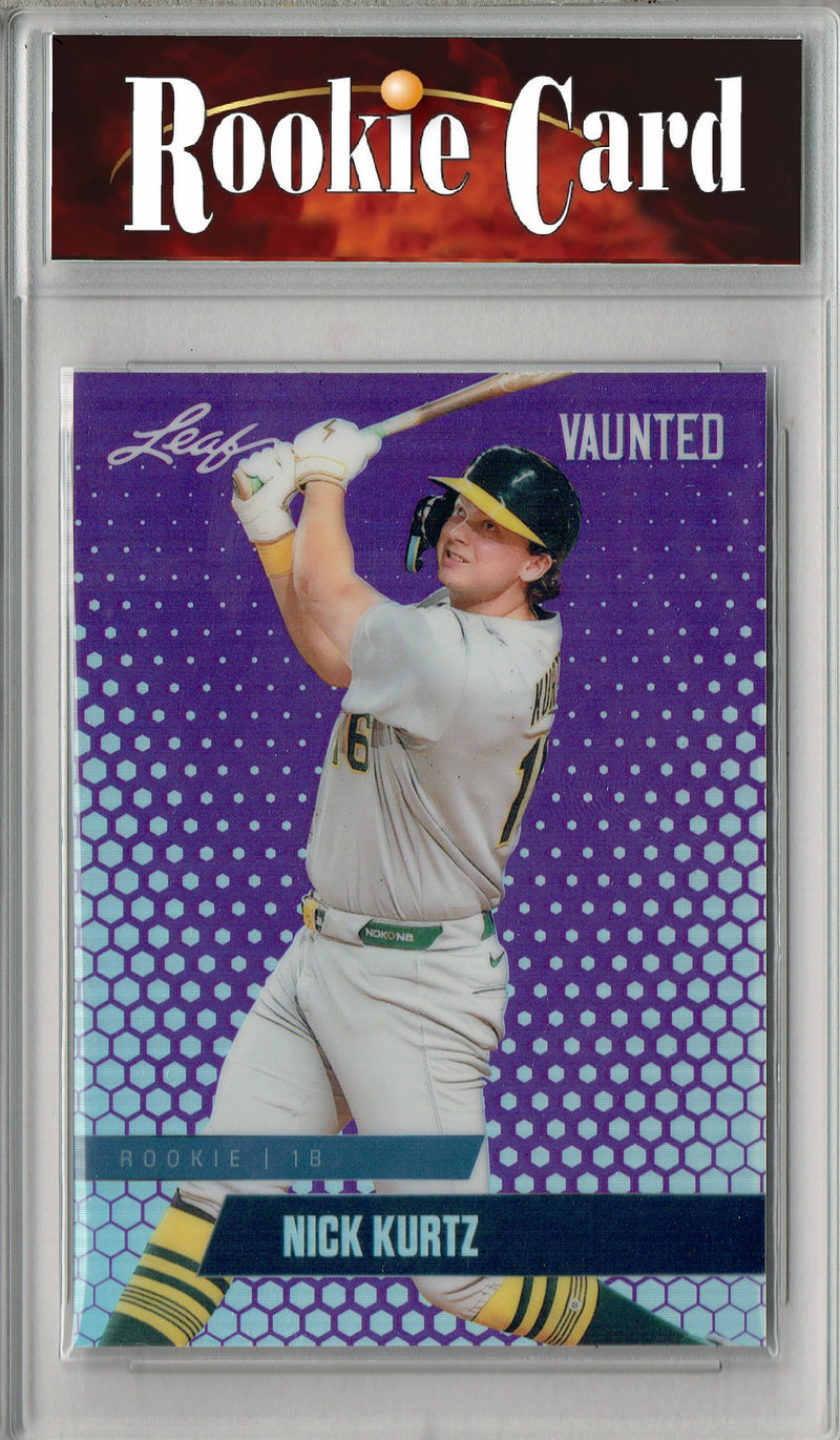 Certified Mint+ Nick Kurtz 2024 Leaf Vaunted Metal #VM-23 Purple 15 Made Rookie Card Oakland Athletics