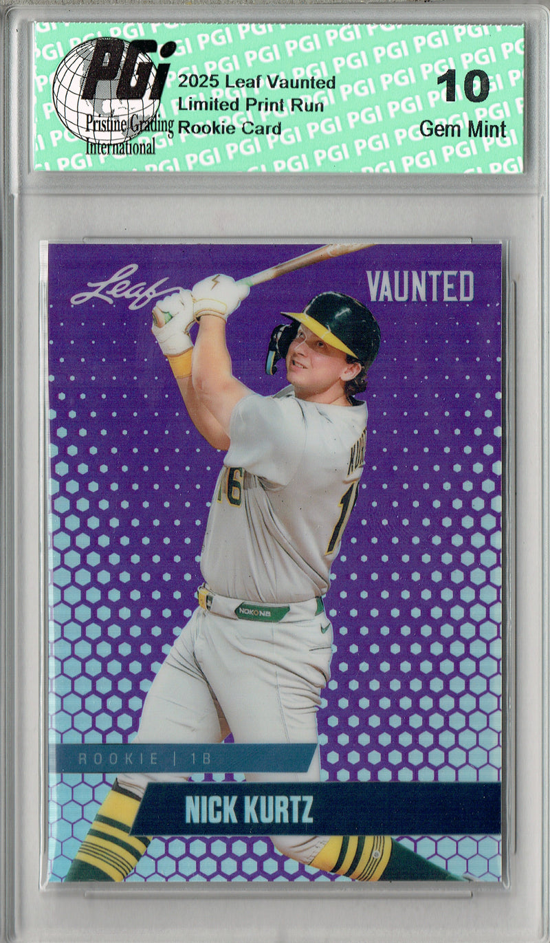 Nick Kurtz 2024 Leaf Vaunted Metal #VM-23 Purple 15 Made Rookie Card PGI 10