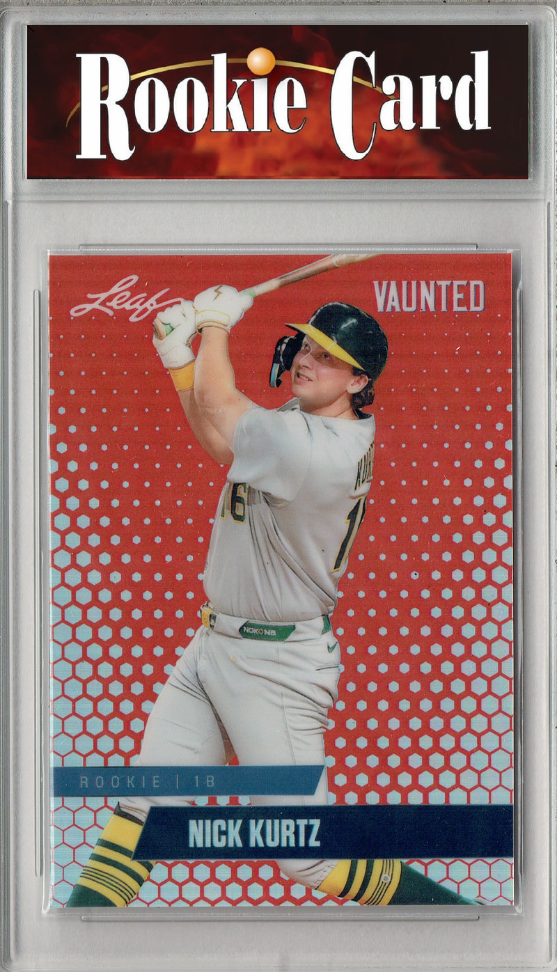Certified Mint+ Nick Kurtz 2024 Leaf Vaunted Metal #VM-23 Red #2/2 Made Rookie Card Oakland Athletics